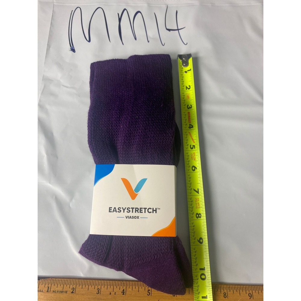 Viasox EasyStretch Crew Socks Royal Purple L/XL Womens 14+ Mens 13-19 NWT